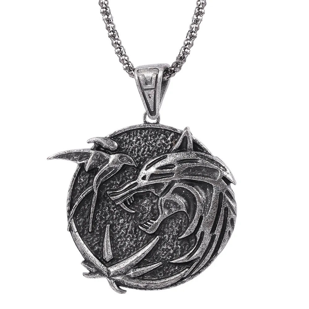 Games  Witcher 3 Surrounding Wolf Head Necklace Witcher Pendant necklace