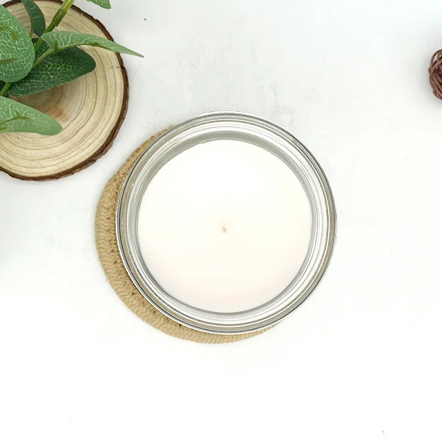 C03T Wholesale Transparent Clear Mason Jar Scented Candle Pravite Sticker Aroma Fragrance Wax with Metal Lid for Decor and Use