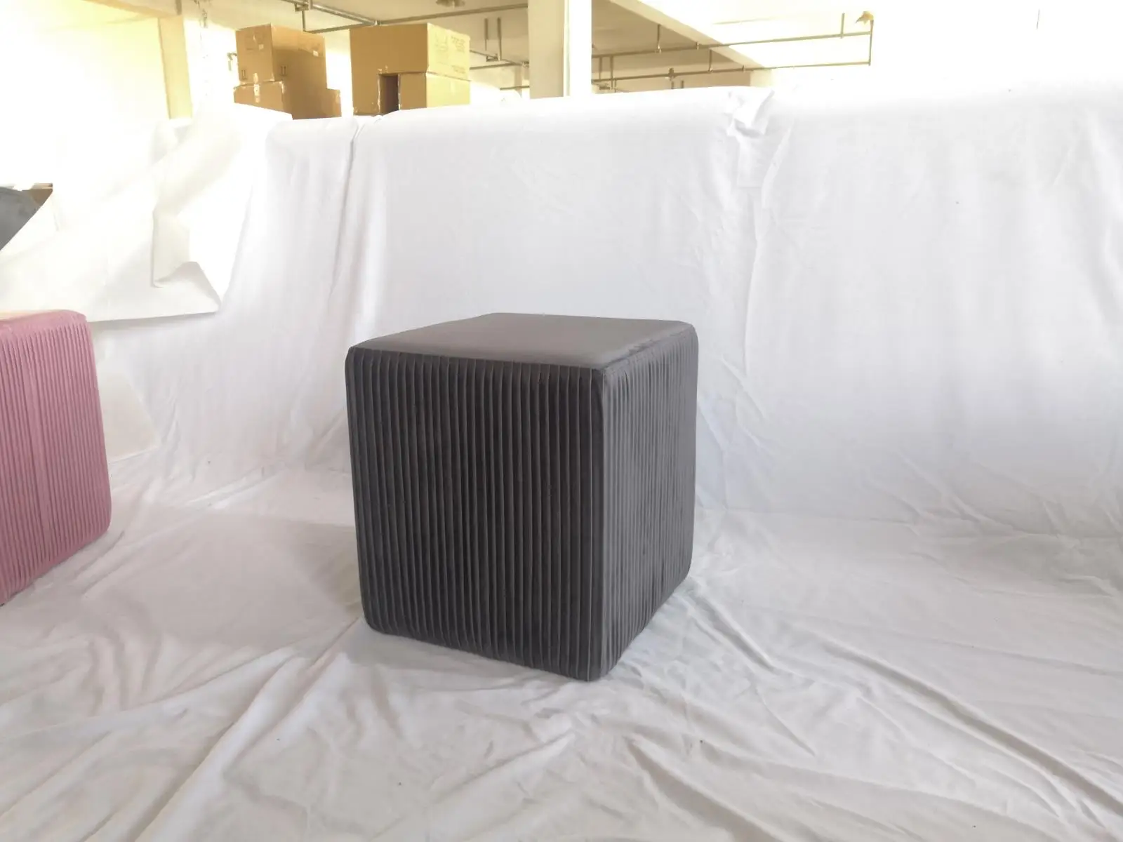 Fabric Puff Floor Foot Stools Velvet Ottomans and Pouf Square Stool Ottoman Velour Design Footstool