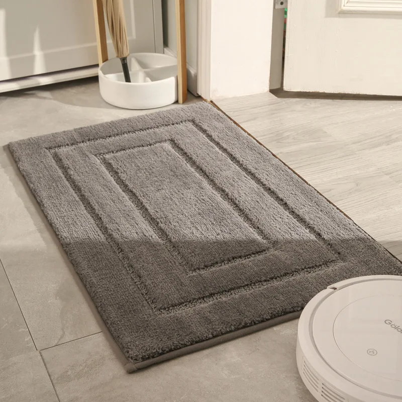 Reliable Factory Low Moq Thickened Back-shaped Gray Brown Color Absorbent Non-slip Foot Floor Bathroom Rug Mat
