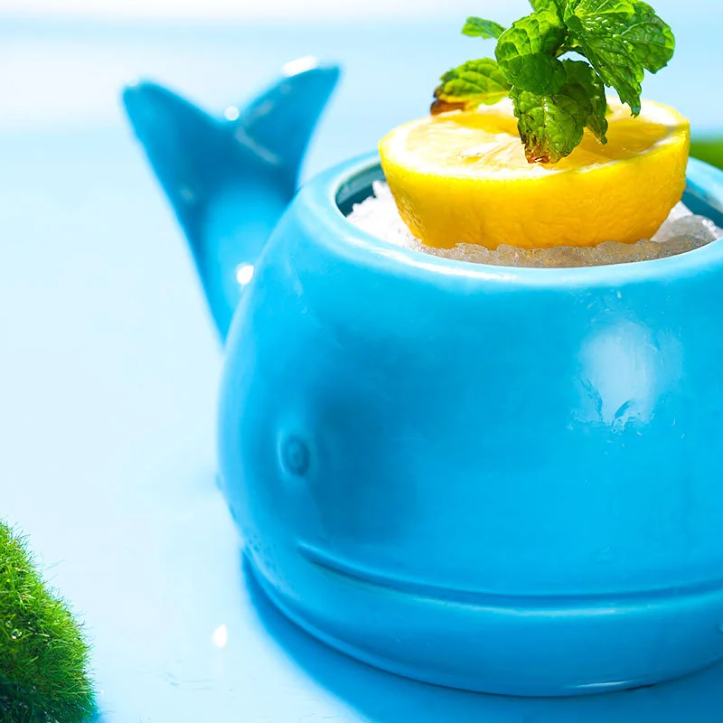 Custom Handmade Bar Novelty Accessories Barware 3D Ceramic mug Single Serve Cocktail Mugs Whale Glass Cup Tiki Mug