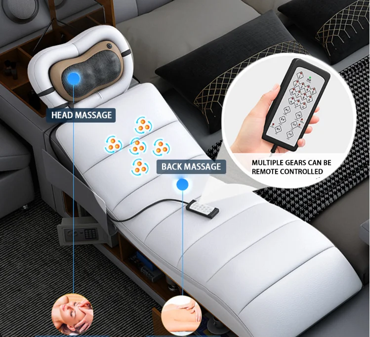 2024 High quality luxury leather Smart Bed Multi-functional bed Bedroom furniture Hotel King bed with storage