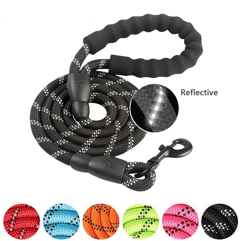 Amazon Reflective Nylon Heavy Rope Dog Leash Top Seller 1.5m/2.0m/3.0m Opp Bag Reflective Strips Pet Walk Running Striped 50pcs