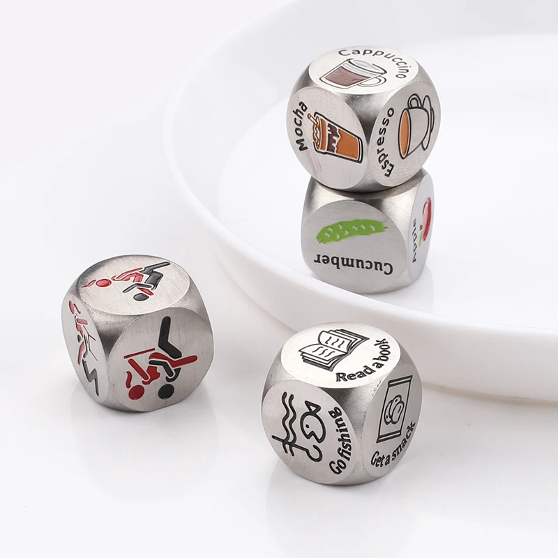Stainless Steel Customized Logo Pattern Letter Decision Metal Dice Set
