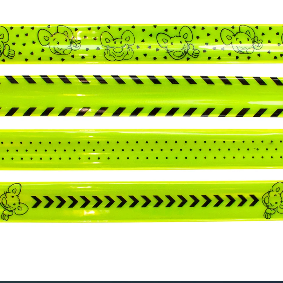reflective event wristband slap pvc with custom logo Fluorescent Slap Bracelets Reflective Bands Ankle Cuff Snap Bracelet