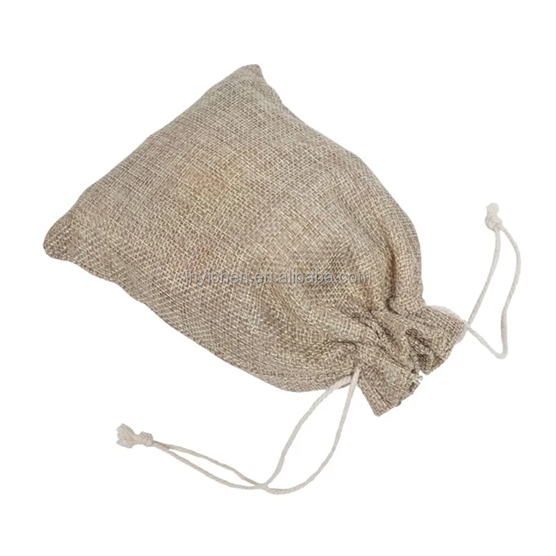 Custom Sizes Natural Burlap Linen Holiday Gift Drawstring Bag Jute Body Care Pouch