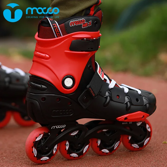 macco high quality freestyle slalom ABEC-5 adult inline skates PP hard shell 85A PU wheel outdoor sports OEM black&red