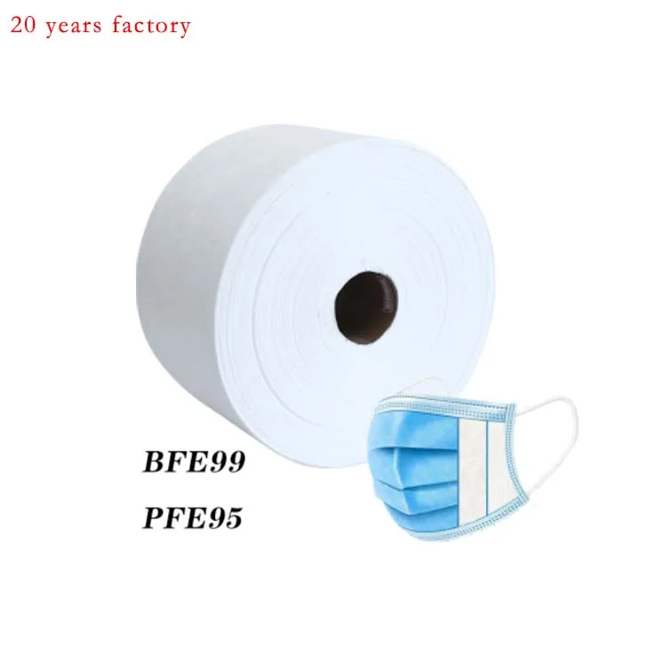 Заводской поставщик Pp 25gsm фильтр слой Bfe99 маска ткань N95 сырье meltвыдувная Нетканая для