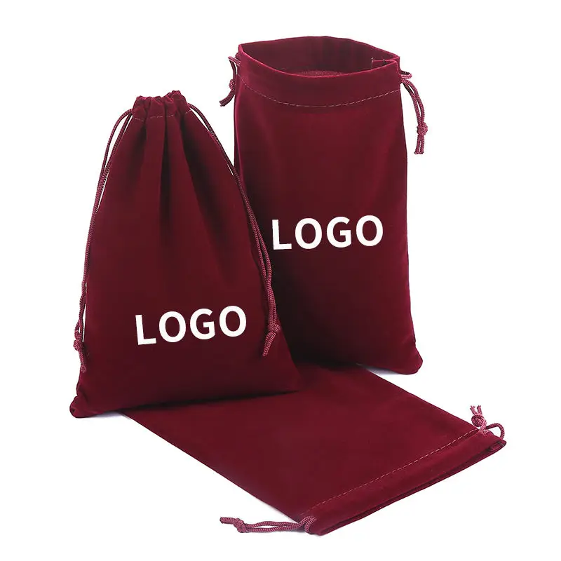 5*7CM Small Velvet Bags Customized Fabric Pink Pouches Bags For Watches Headset Drawstring Gift Bags Luxury
