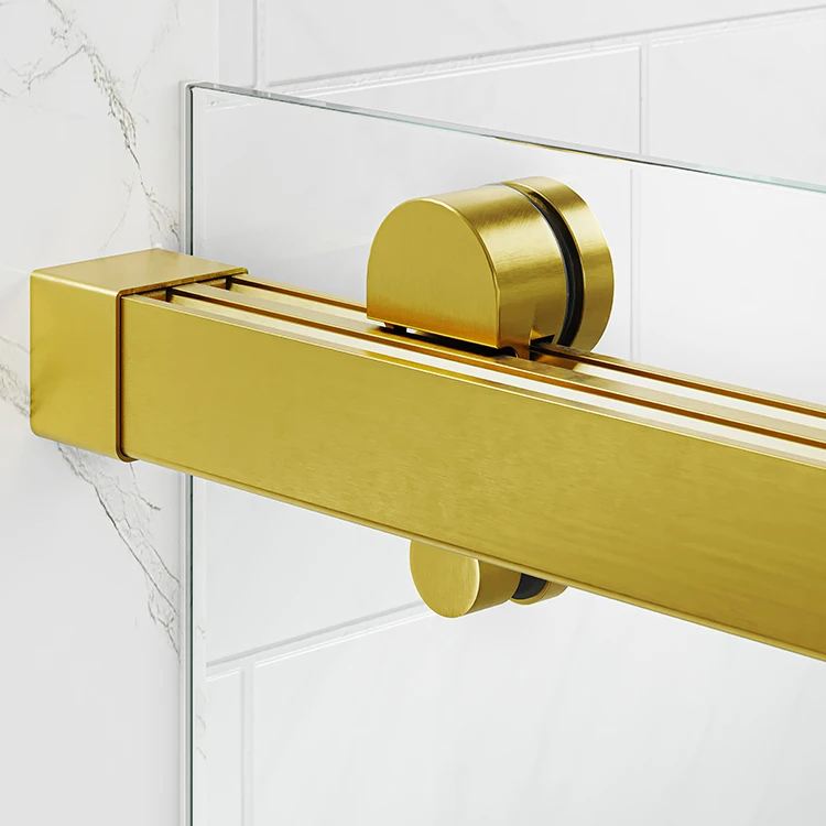 Stock In USA Luxury Stainless Steel hardware Tempered Glass sliding Shower Door with handle