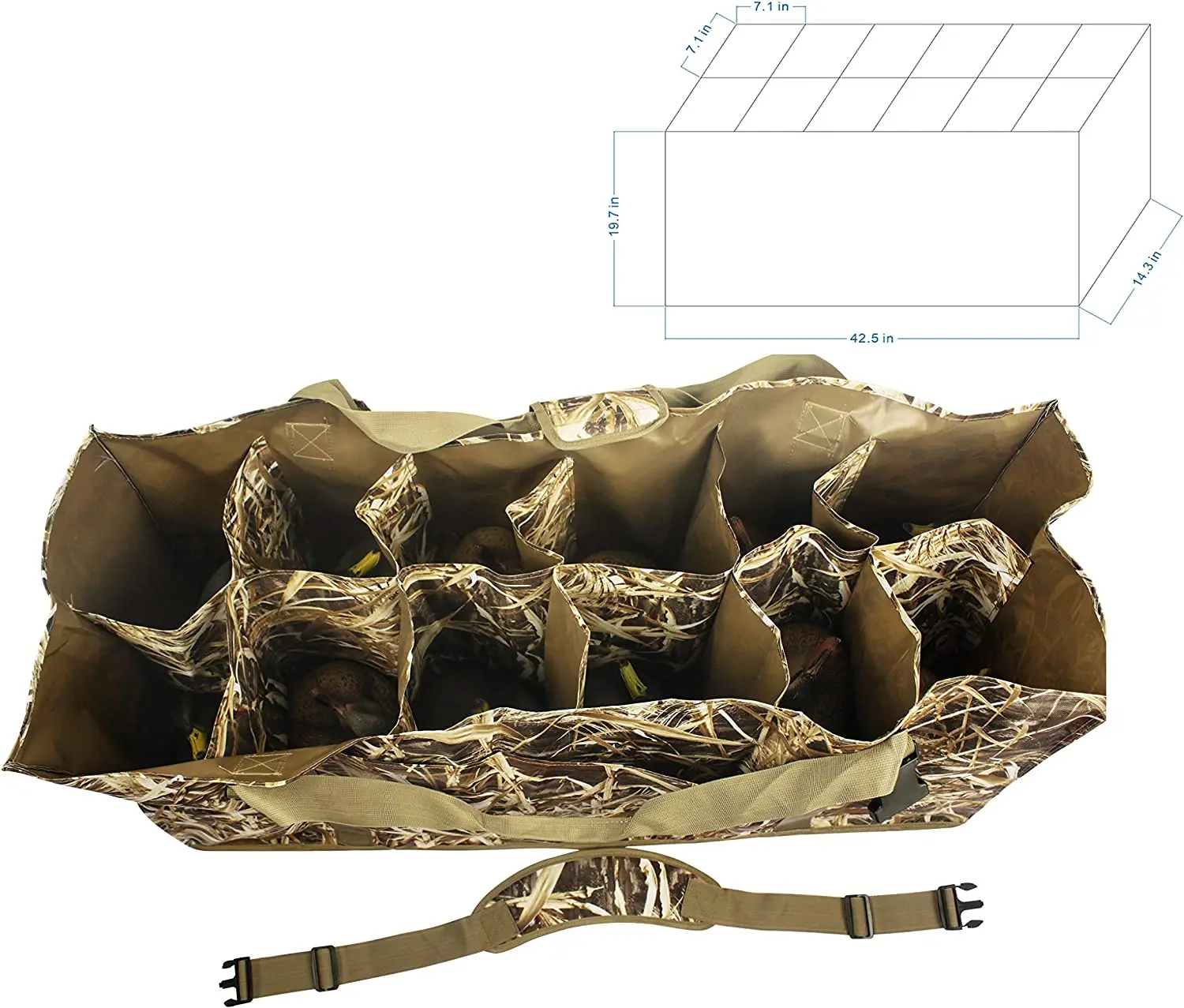 YOUK 12 Slot Waterproof and Durable Duck Decoy Bag with Waterfowl Hunting Blind Camouflage Print Custom Outdoor Design