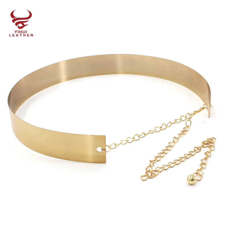 полые металлические зеркальные обтягивающие ремни металлическая золотая пластина Широкие цепи Женский Регулируемый ремень