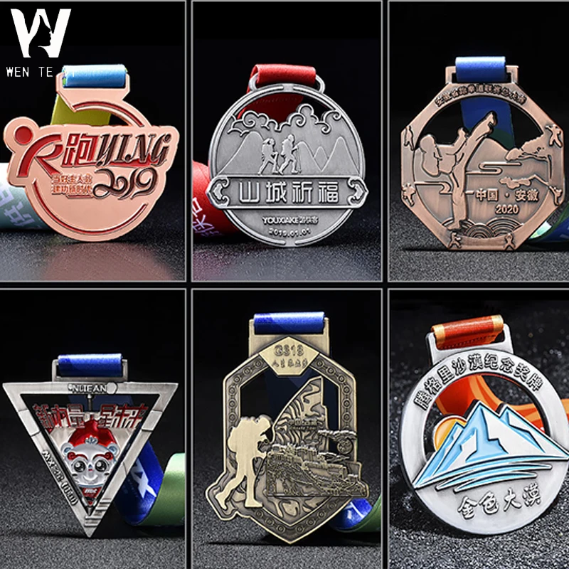 China Factory Price Cheap Powerlifting Football Soccer 3d Sport Logo Metal Sublimation Medals Reasonable Blank And Ribbons