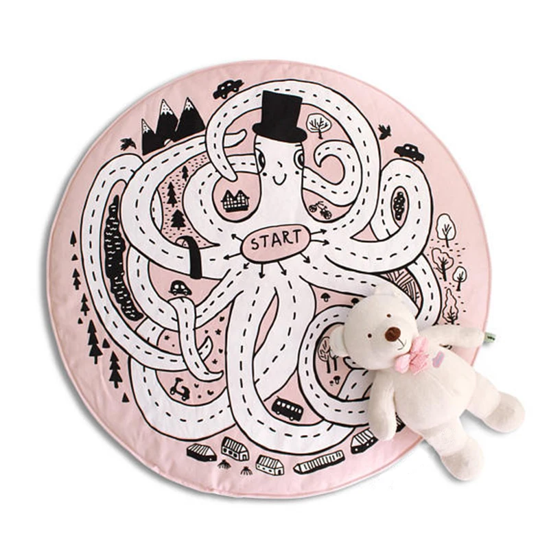 Wholesale Round Animal Baby Crawling Play Mats for Children Infants crawling mat for children