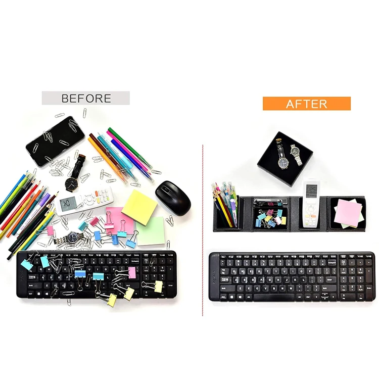 Custom Leather Office Supplies Desk Organizer Storage Boxes And Accessories Box