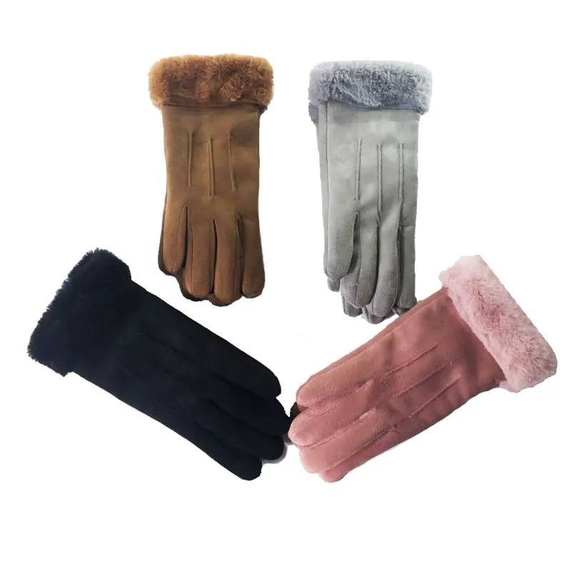 
Korean version of autumn and winter outdoor suede ladies gloves to keep warm students cute touch screen plus velvet newwholesale 