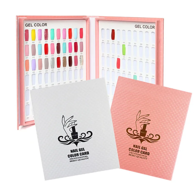 Professional Private Logo Nail Salon Use 2 Optional colors Pink White 120 Colors Nail Display Book Nail Chart Cart