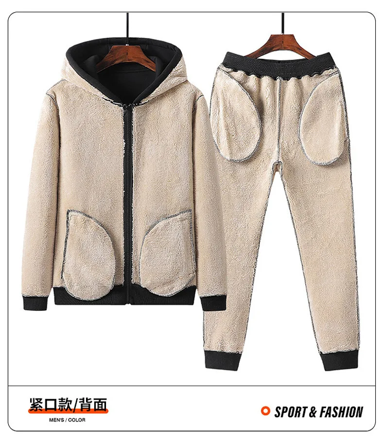 Free customization of women zipper hooded sets   + pants two   autumn and winter suit + men clothing sets Wool suit