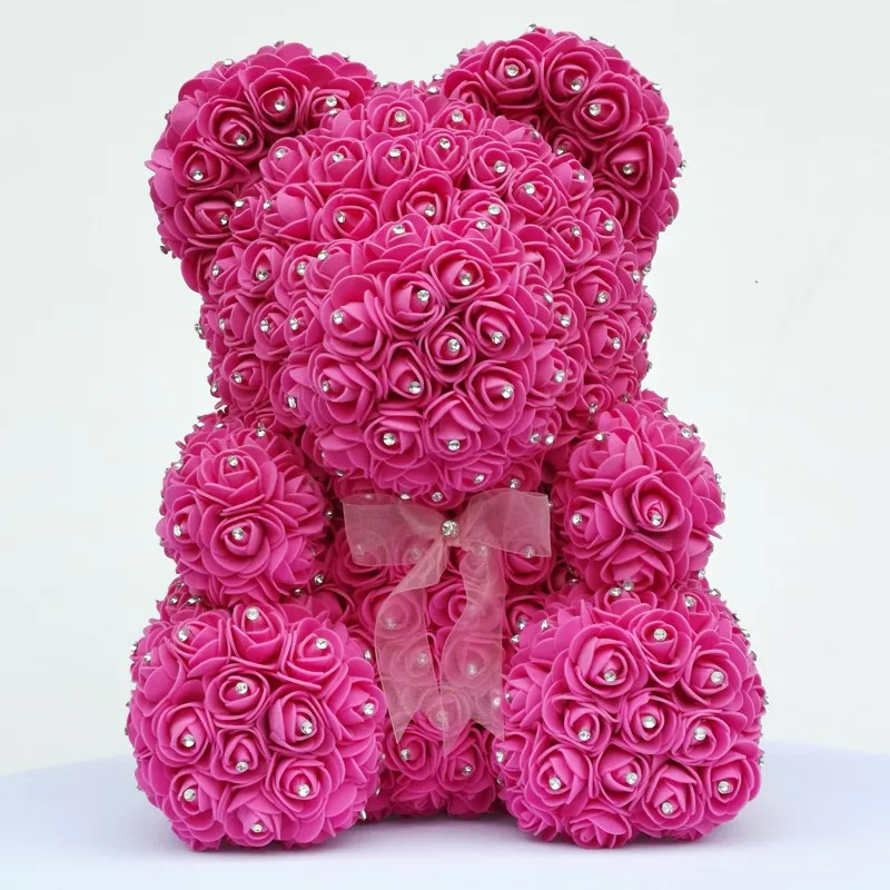 16inch Rose Flower Bear Beautiful Handmade Preserved 40cm Teddy for Girlfriend Love Gift