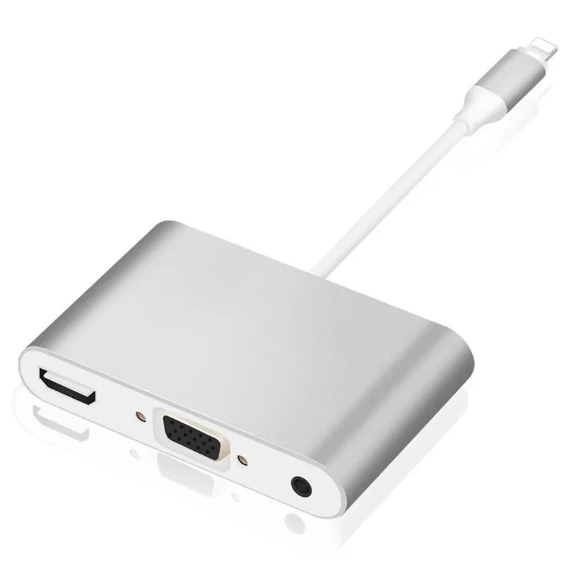 Type C to HDMI VGA HDTV OTG Cable for iphone 8 Pin AV Audio Video Adapter iPhone iPad Air Mini
