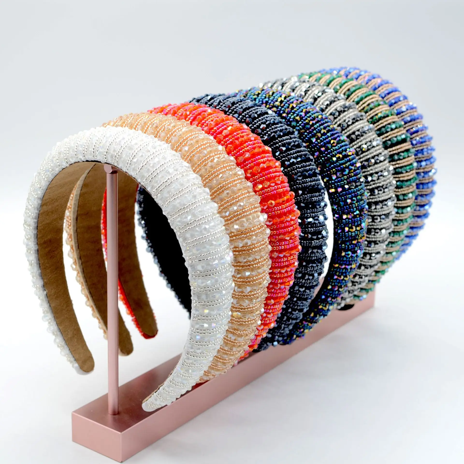 Wholesale Fashion Luxury Diamond Hairband Women Hairbands Accessories Beaded Baroque Bling Crystal Padded Rhinestone Headband