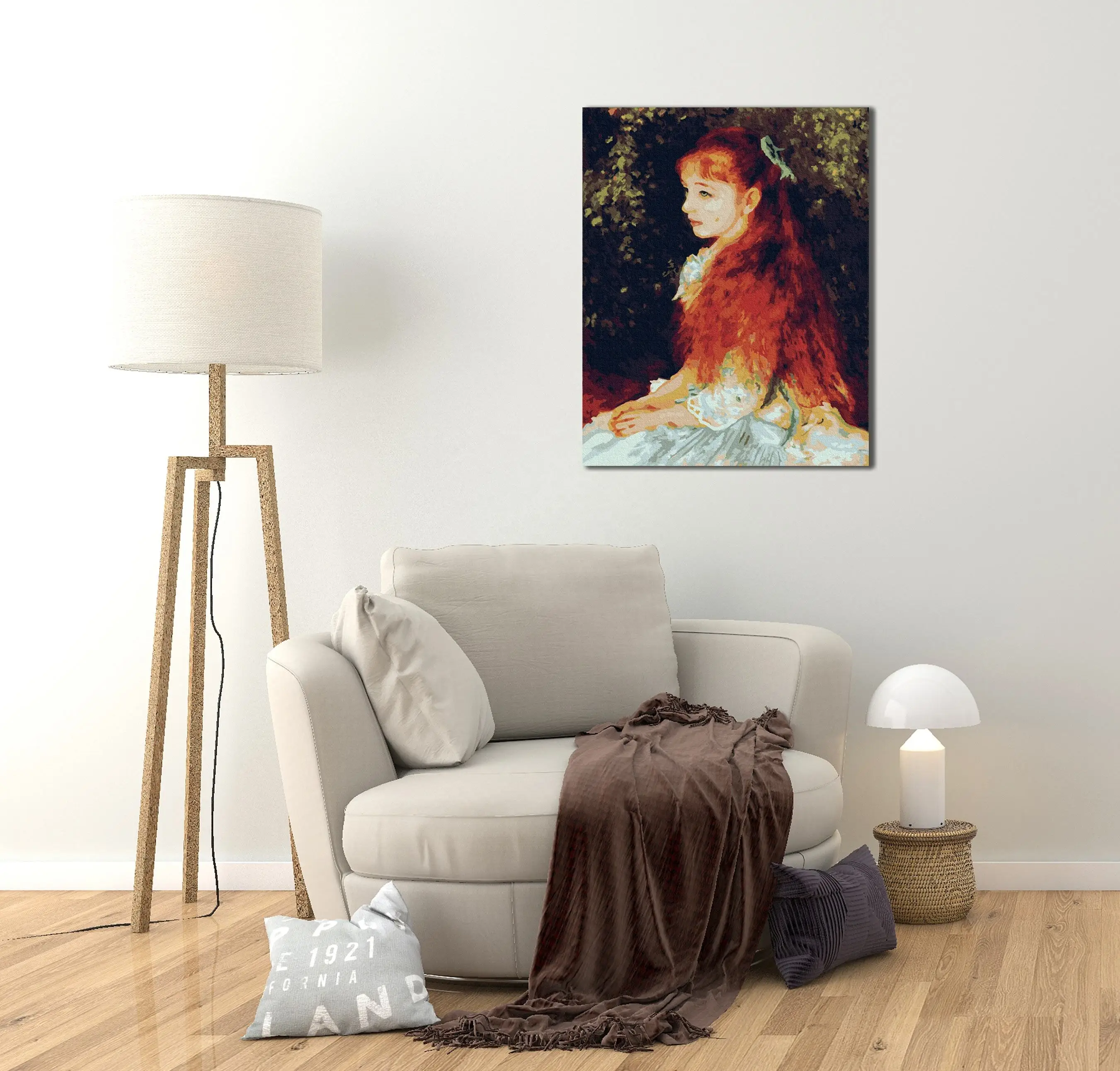 paint boy GX3262 French long-haired girl oil painting DIY adult Classical painting by numbers 40*50 figure decorative painting