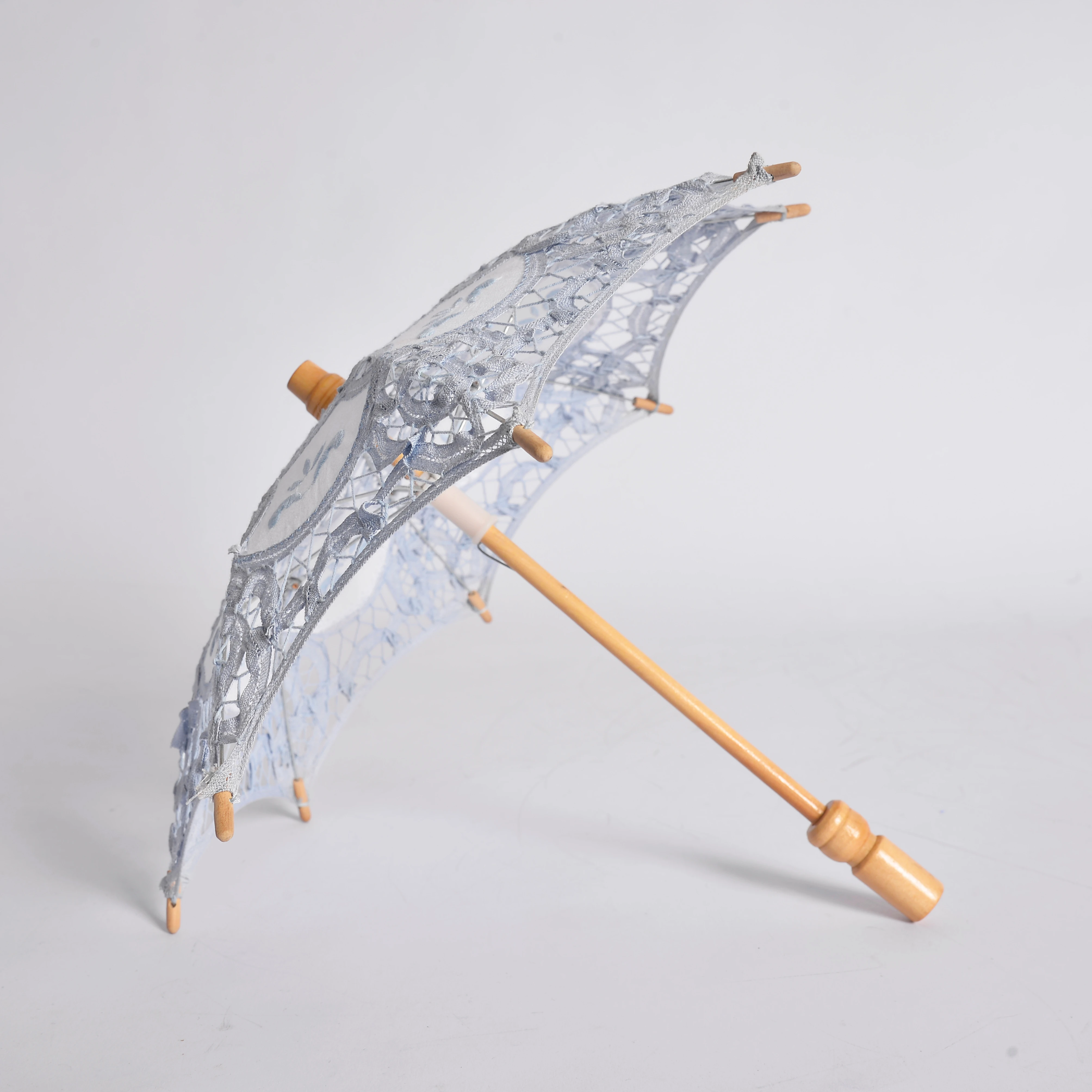 Umbrella Manufacture White Craft Kids Mini Decoration Umbrella Lace Parasol Wedding Auto Open Pantone Color Wood S/L Umbrellas