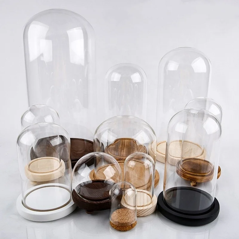 Manufacturer Factory Wholesale U shape Christmas Decorative Bell Display Cloche Mini Jar Transparent Clear Glass Dome (1600570614713)