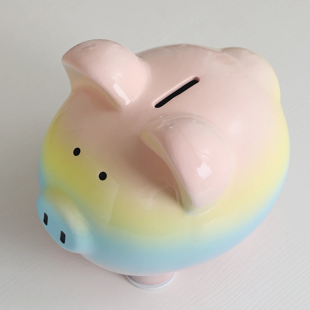 Rainbow Large Ceramic Piggy Bank Cute Coin Bank With Colorful Rainbow Design Suitable for Kids And Adults Gifts