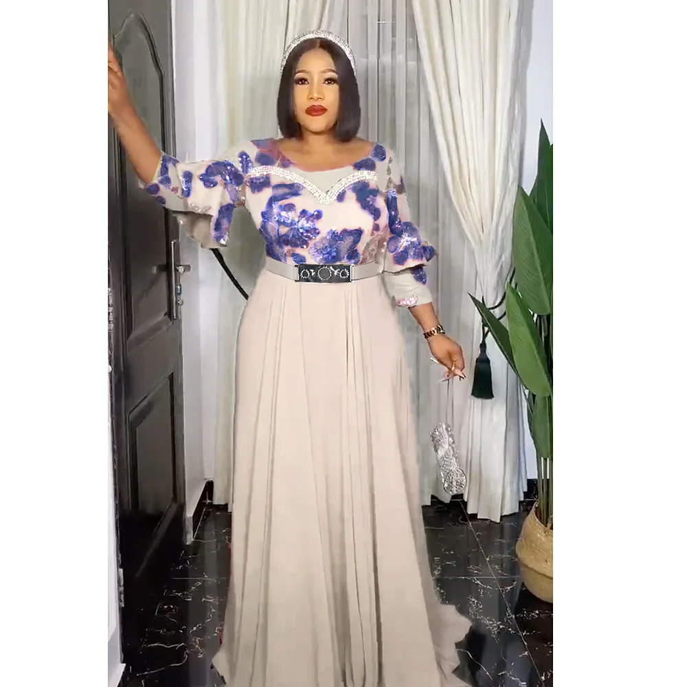 2023 spring summer elegant beaded fashion party long chiffon straight dresses