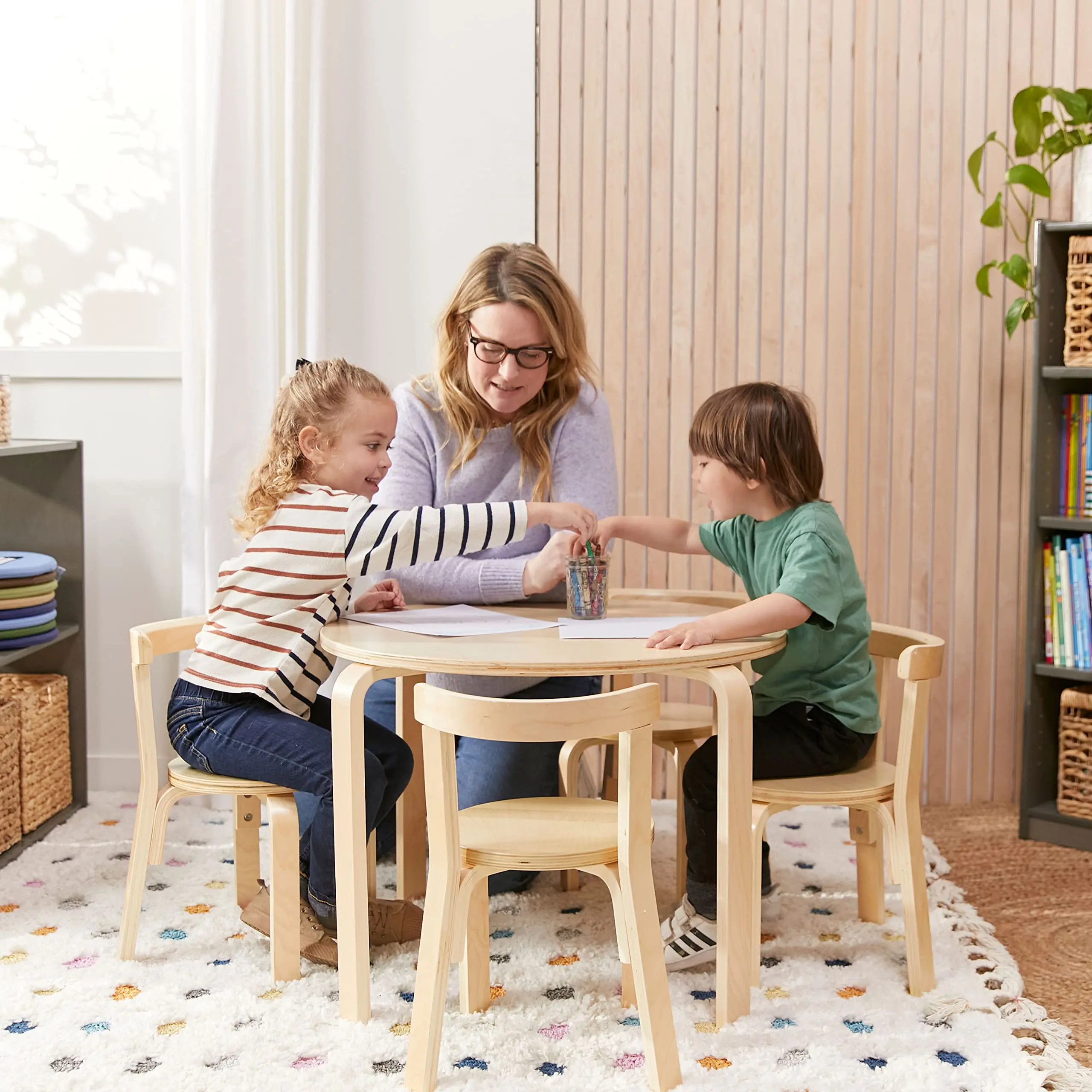 Kids Wood Table/preschool Tables and Chairs/colorful Kids Table Colorful Bench Set
