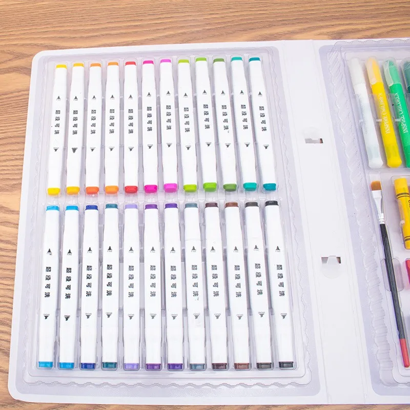 High Quality Stationery 79pcs Children Washable double head marker Multi-function Painting Set