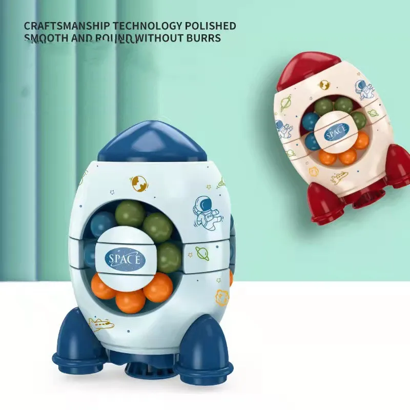 LQQ1245 Rotating Magic Bean Fidget Toys Rockets Intelligence Bead Puzzle Rotating Cube Fingertop Gyroscope Toy