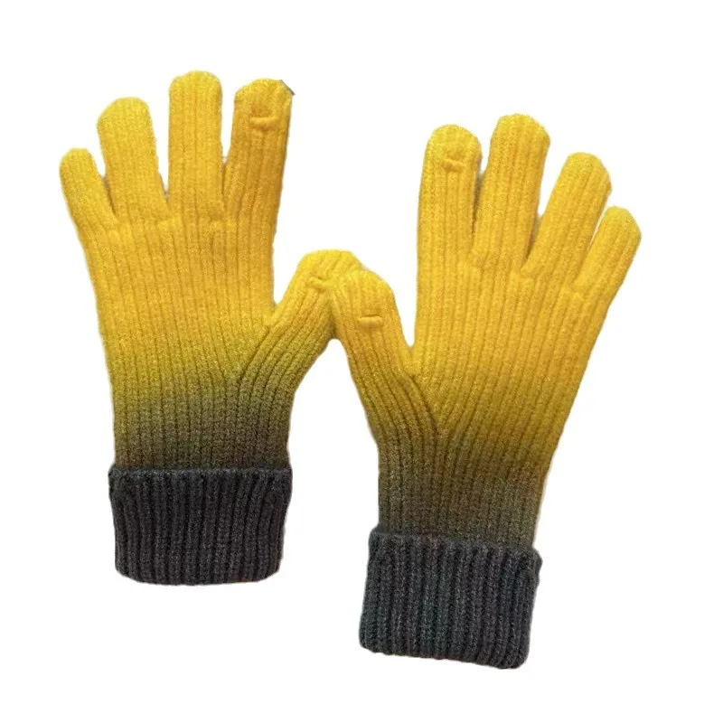 Korea Gradient Color Gloves New 2023 Open Finger Touch Screen Gloves Winter Warm Fashion Ins Wind Net Red gloves
