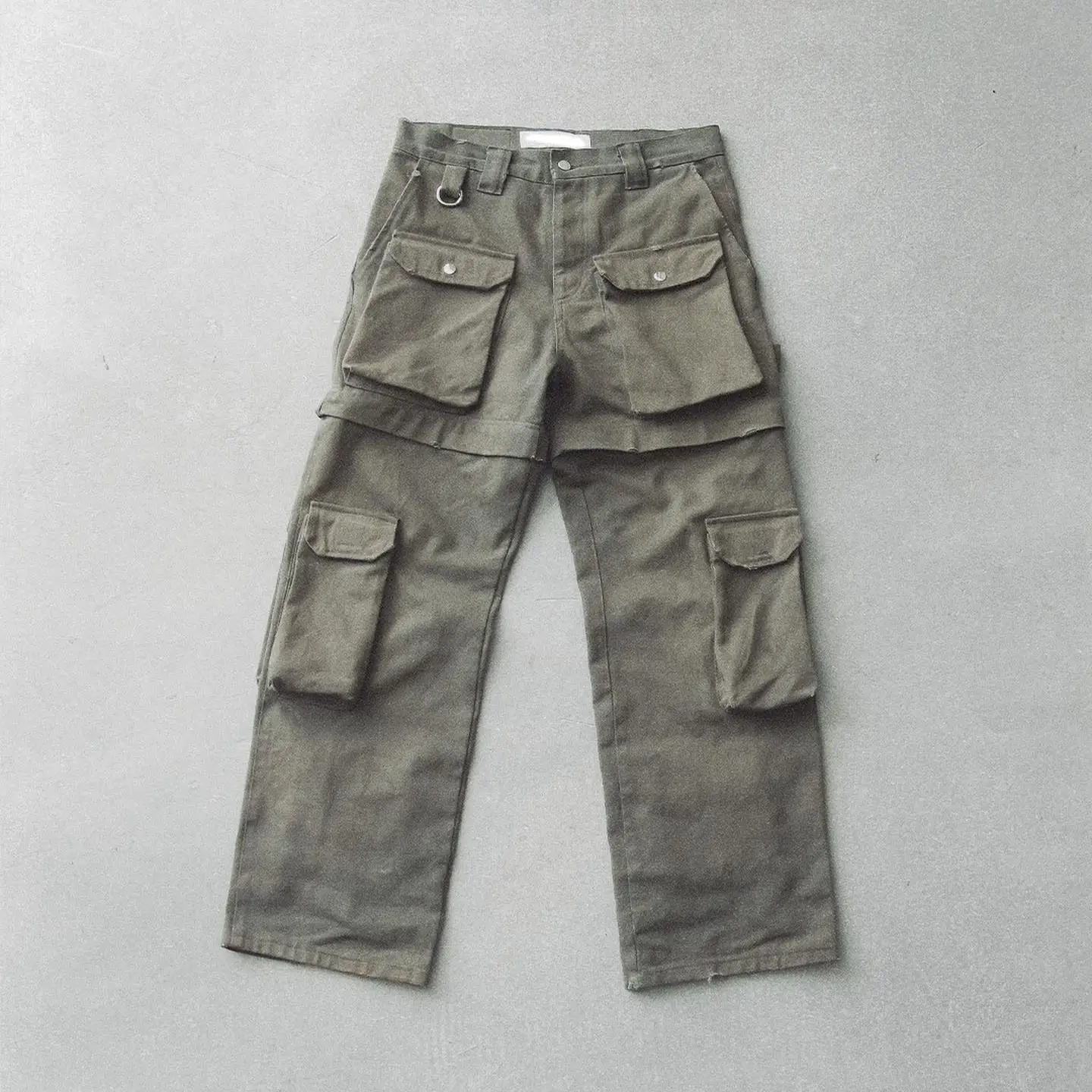 QYOURECLO Custom Logo Wholesale Baggy Blank Loose Streetwear Cotton Multi Pockets Mens Cargo Pants