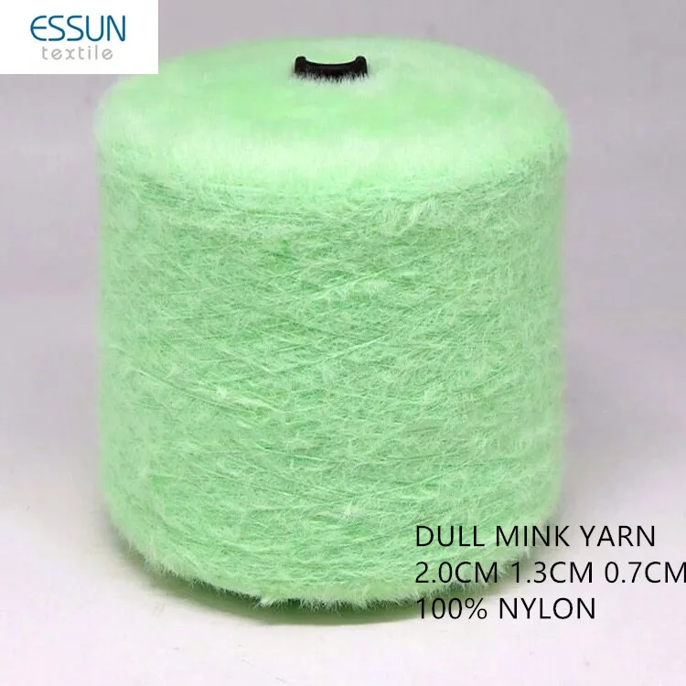 Imitated Mink Yarn Nm12 1.3CM dull 100% soft elastic nylon feather yarn fancy knitting yarn for sweaters cardigans shawl