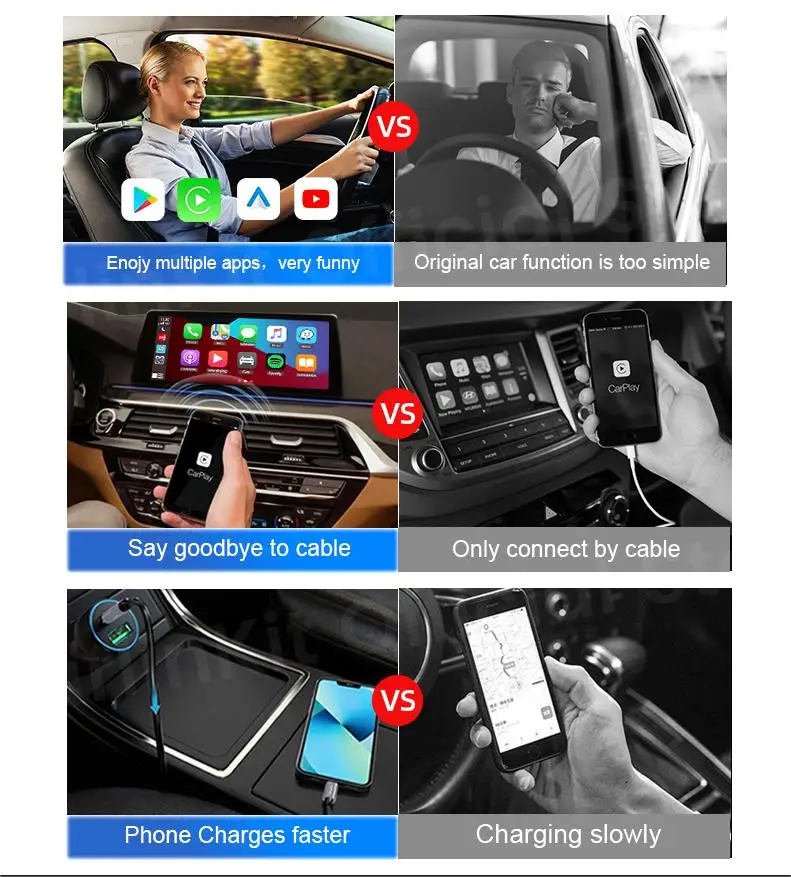 CarPlay AI Box with Android 13 Wireless CarPlay Android Auto Support 4G SIM Card HDMI Output 4+64G Memory