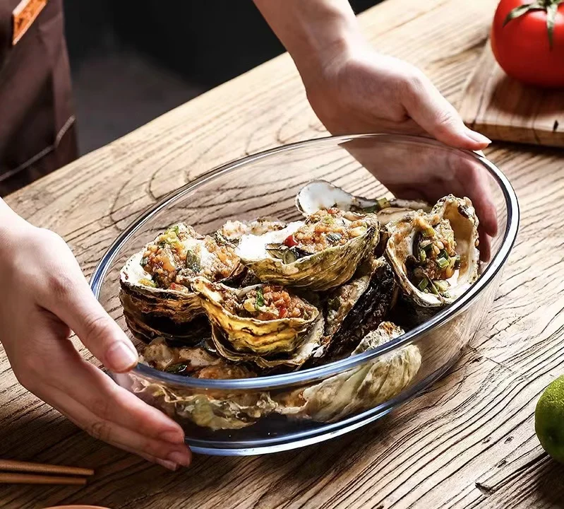 Lead Free Heat Resistance High Borosilicate Glass Bakeware Glass Kitchen Utensil Sets Baking Pan Set For Microwave And Oven