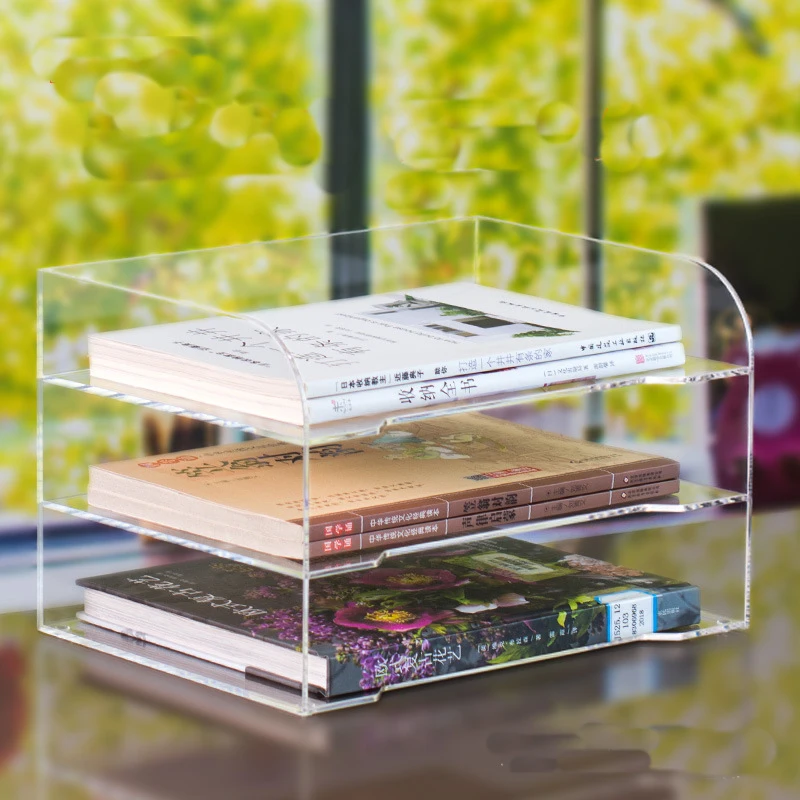 Factory wholesale acrylic office document tray with layers for office document,letter,school books,magazines organizing tray