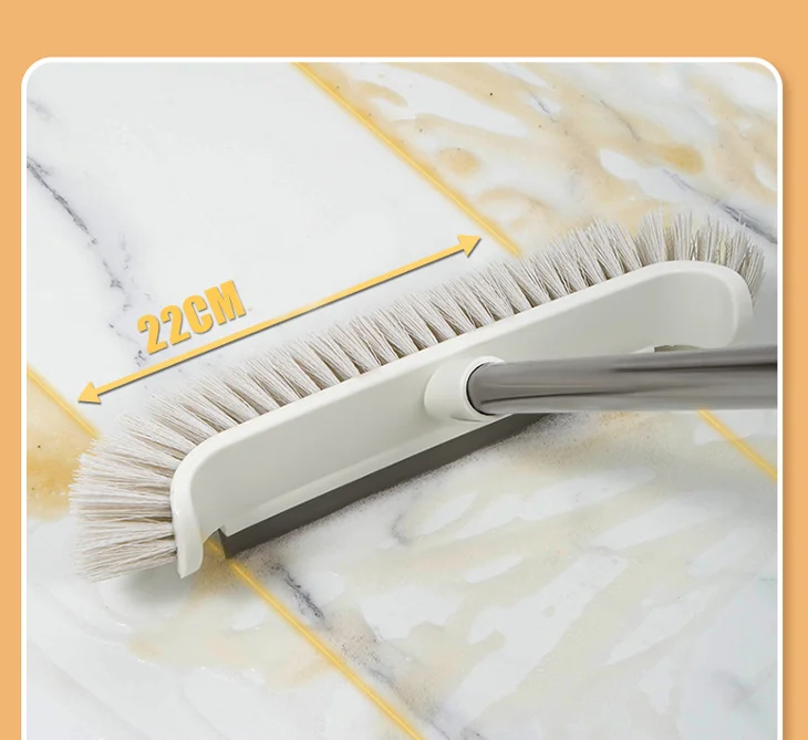 Floor Scrubbing Brush with Long Handle Stiff Bristle Adjustable Angle No Blind Spots Cleaning Floor Tile Bathroom Scrubber