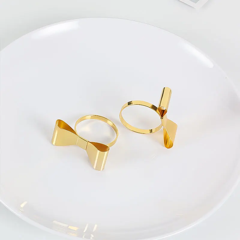 zinc alloy metal metallic bow airplane square brass crown bismillah woven table napkin rings green shell snowflake wedding