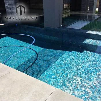 PFM design  blue glass mosaic tiling swimming pool mosaic for sale factory