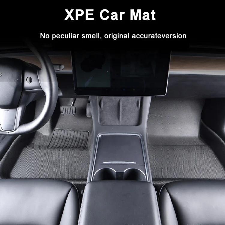 Creease 3Pcs/Set High Edge Waterproof Non-slip All-Weather XPE Car Floor Mat For Tesla Model 3/Y 2021 2022  Interior Accessories