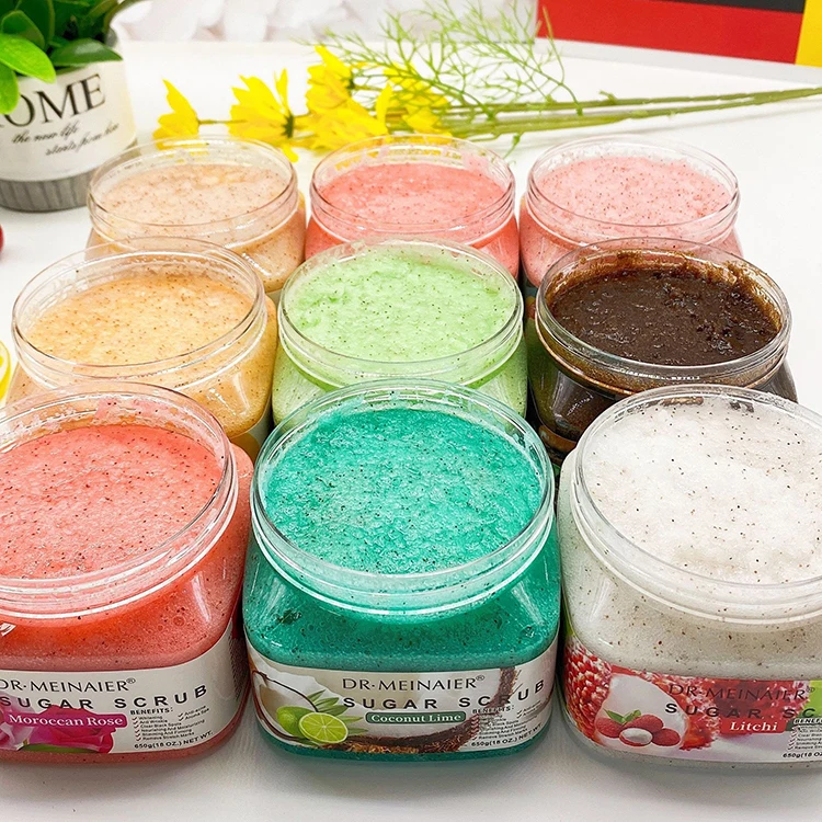 Wholesale organic whitening sugar body scrubs skin care exfoliantes natural shea private label body scrub