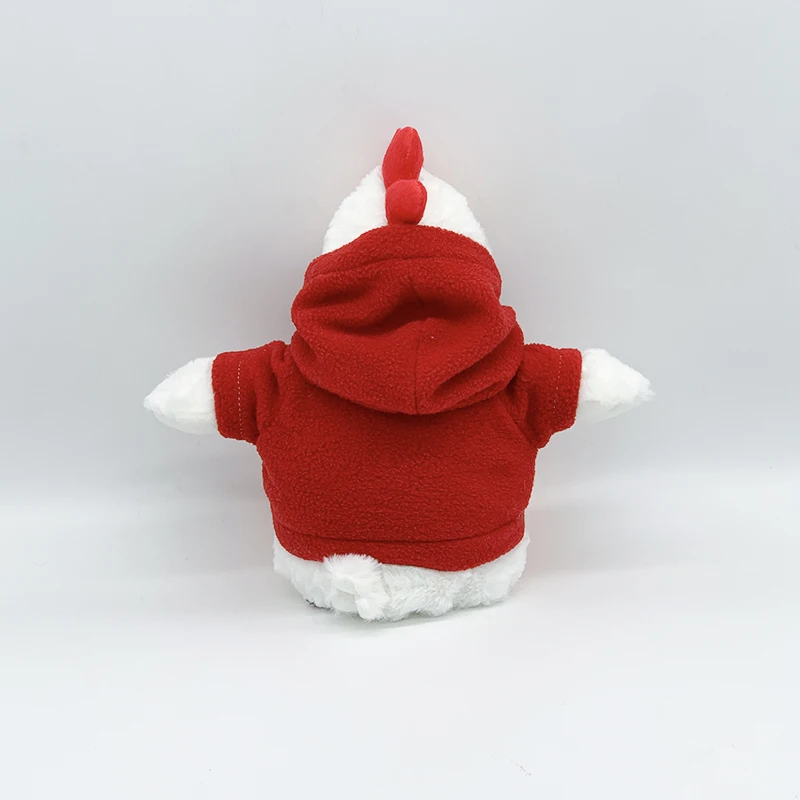 Sublimation Customized logo soft Rooster plush toys with hoodies stuffed animal chicken with cloth plush toys Home Decorate