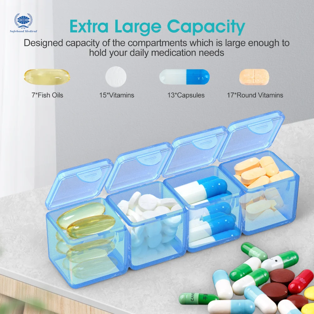 Portable large-capacity weekly storage box with customizable logo pill box