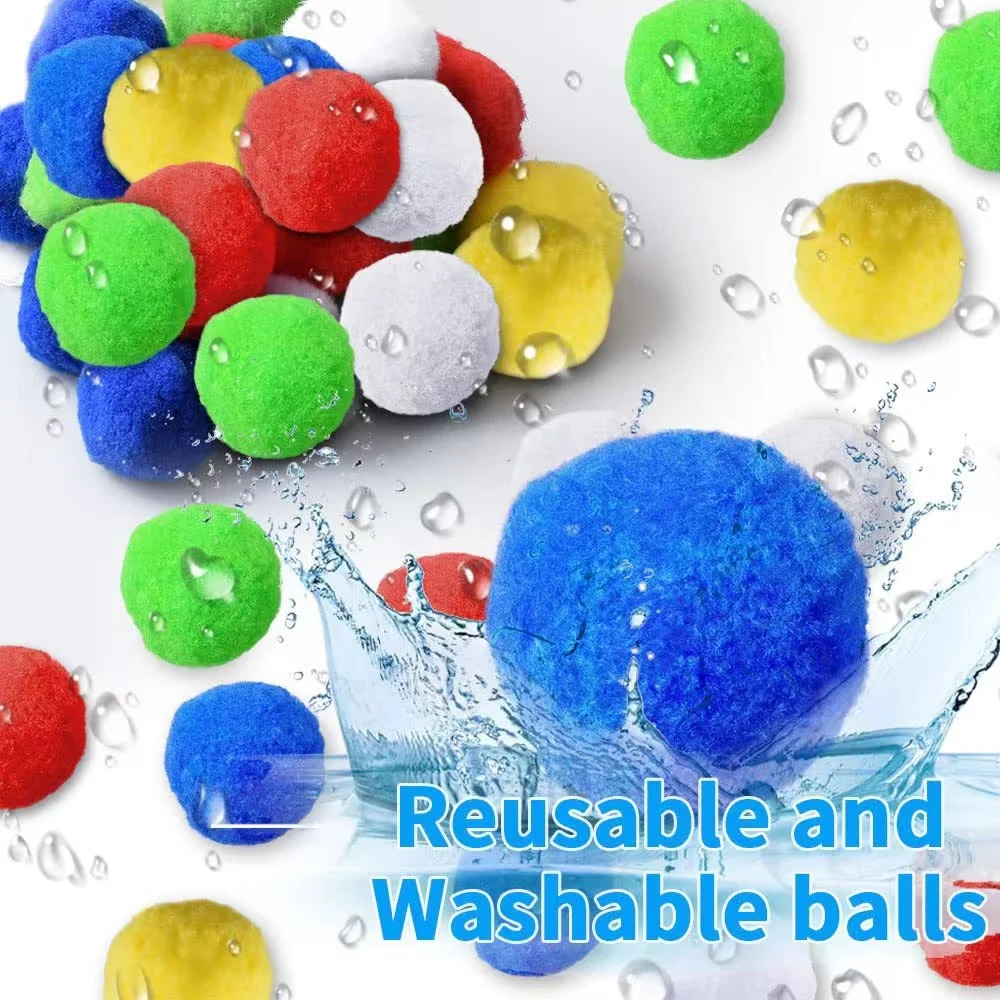 Reusable Water TOY Beach Balls, Splash Water Soaker Cotton Balls, Soft Cotton Soaker Bomb Balls for Pool Water Ball