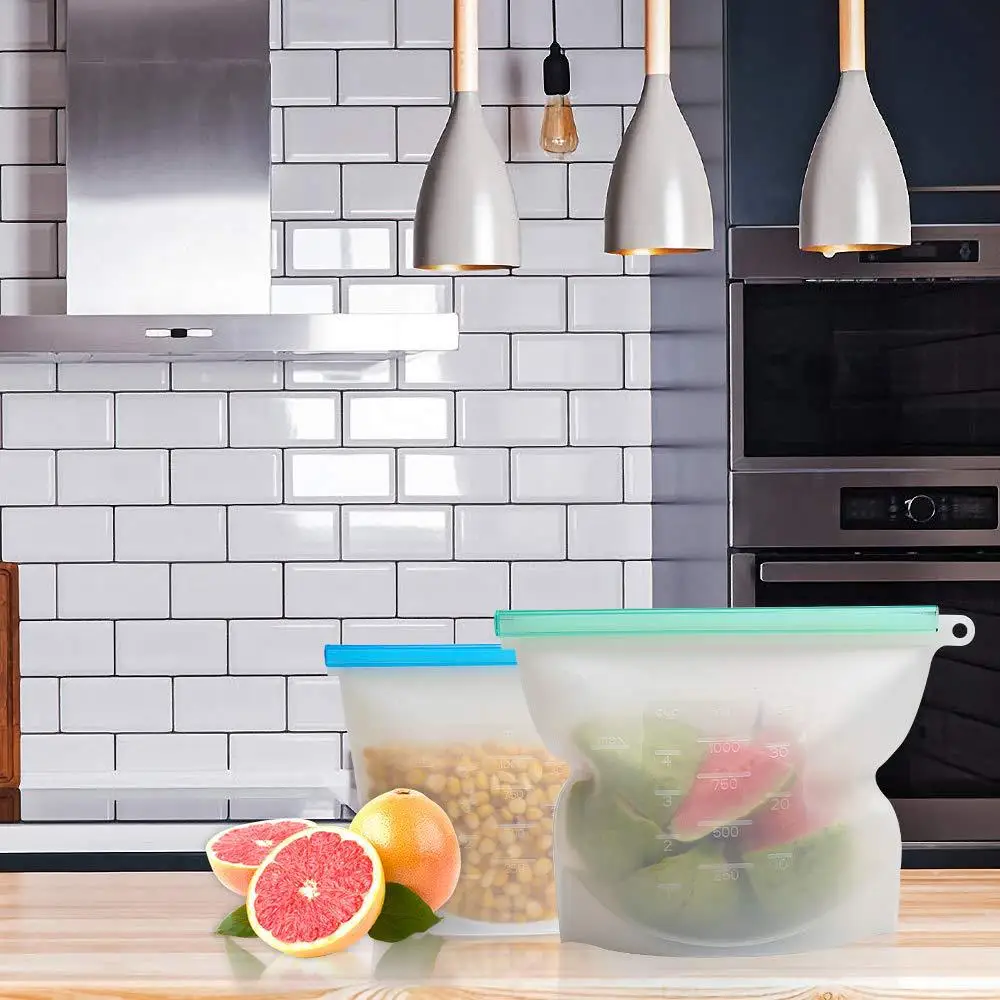 Custom Logo Reusable Silicone Food Vacuum Storage Preservation Freezer Bag