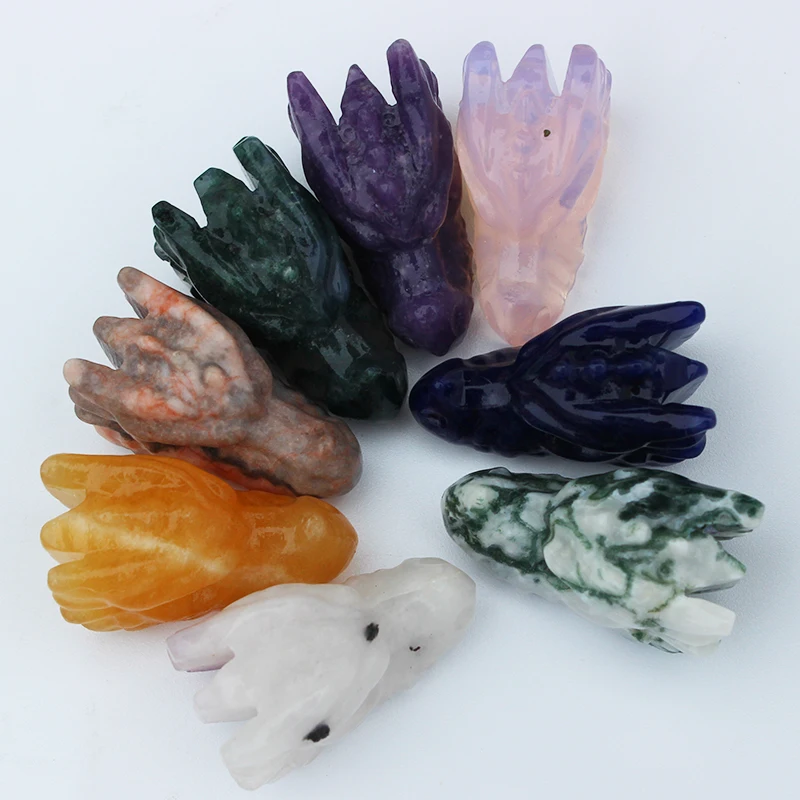 Wholesale  Various Natural Crystal Carving Gemstone Dragon Head Skulls For Decoration