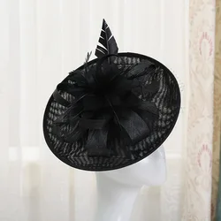 Wholesale ladies horse racing festive party top hats women sinamay feather church wedding hats